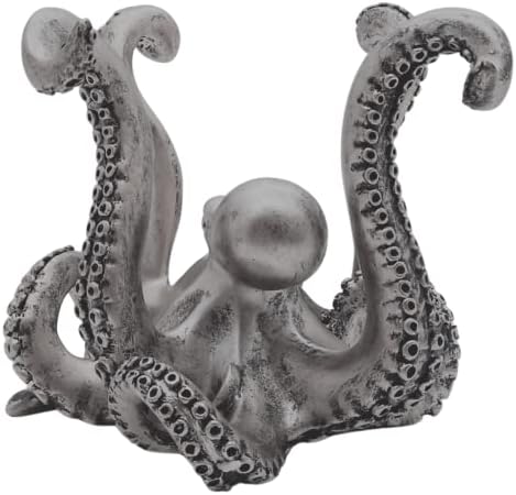 Silver Toned Octopus Holder, уникатна организација за кујна, хонорарен декор на таблети, наутичка декорација на теми, 7,5 инчи