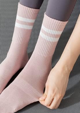Јога чорапи памук со средно цевка, професионално професионално неликонски силиконски затворен фитнес чорапи, подни чорапи танцуваат пилатес