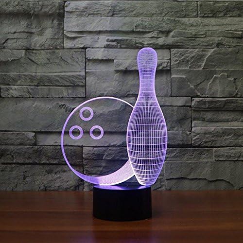 Superiorvznd 3D Creative Bowling Night Night Light Light Далечински управувач со моќност Табела за допир Оптичка илузија ламби