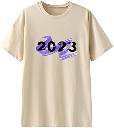 Врвна кошула за женска летна есен облека со кратки ракави екипаж графички основен бранч мета o5 o5