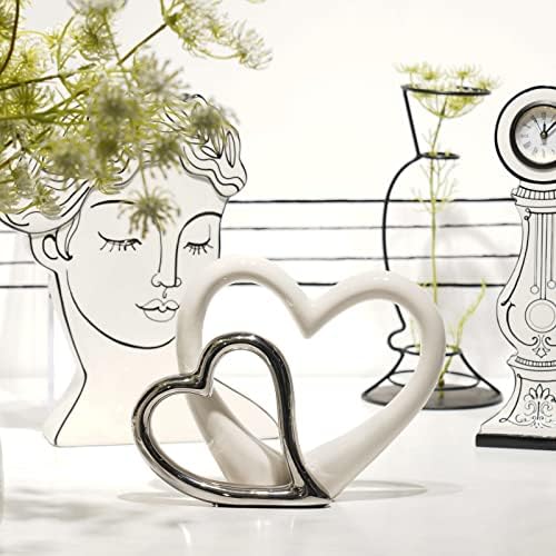 Декорации за в Valentубените статуа на годишнината од срцето - Орнаменти за скулптури со двојно срце, годишнина за двојки за нејзиниот