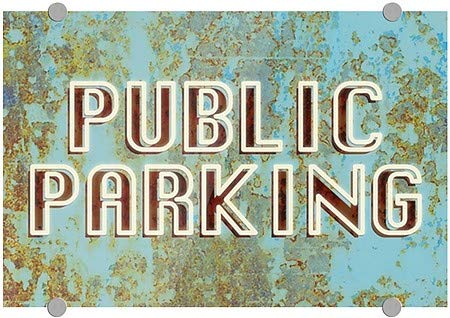 CGSignLab | „Јавен паркинг -сино сино“ Премиум акрилен знак | 18 x12