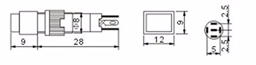 HQ 8mm Правоаголник Прекинувач со Копче w/ LED Панел Монтирање На Лемење Lug-Lat-Бело