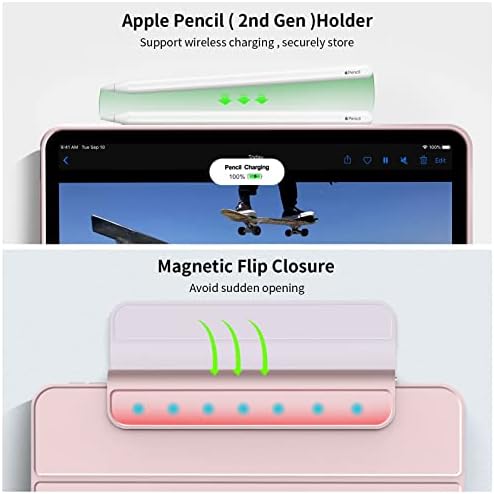 Кенке Магнетски случај за iPad Air 5-та генерација 2022, iPad Air 4-ти генерал 2020, ротирачки одвојлив случај, анти-прстин отпечаток, автоматски