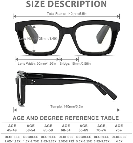 Нанако 3 Пакувајте Очила За Читање За Жени - Преголеми Квадратни Дами Очила за Читање +1.50