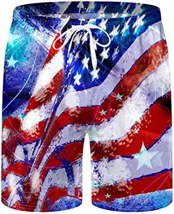 4 -ти јули Машки шорцеви Обични летни летни плажа Американски знаме Печатено летни шорцеви на плажа со џебови