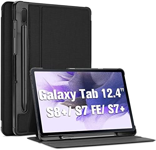 Procase Galaxy Tab S8 Plus/S7 Fe 2021/S7 Plus 2020 1220 12,4 инчи случај со држач за пенкало, Slim Stand Folio Smart Cover за