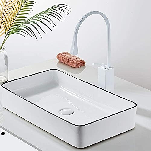 LXDZXY тапаци, тапа за мијалник од месинг со 360 степени за вртење на единечна рачка полица и бела полица за мијалник бело високо