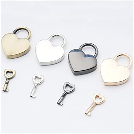 WTAIS форма на срцева форма гроздобер стар антички стил Archaize Padlocks Key Lock со клуч за заклучување на металниот пресврт за торби 1 парчиња