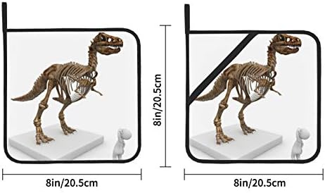 Огромни држачи за квадратни тенџере со скелети со диносаурус, отпорни на топлина, 2 парчиња отпорни на топлина Мат 8 × 8 инчи за готвење