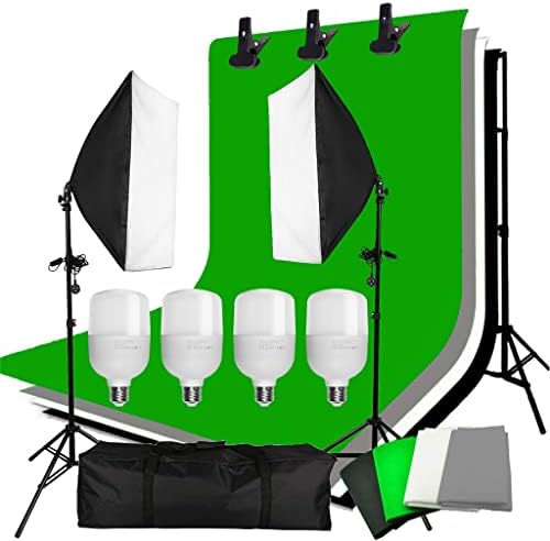 WETYG 4PCS 25W LED Фото Студио Софтбокс Мека Кутија Осветлување Позадина 2x2m Позадина Поддршка Штанд Комплет За Видео Снимање