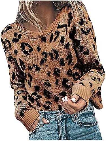 Cardенски кардиган на Ymosrh, обични лабави плетени starвездени облици, печати со долг ракав, блуза со џемпер со џемпер, преголеми џемпери