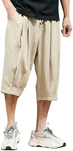 Beuu mens capris панталони јапонски стил плус големина лабава обични панталони лето под коленото еластично влечење џогер шорцеви