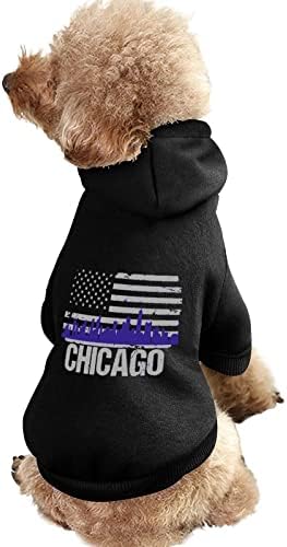 Чикаго небото на американско знаме персонализирани дуксери за миленичиња кучиња меки пријатни кучиња облека што дишат џемпери за домашни