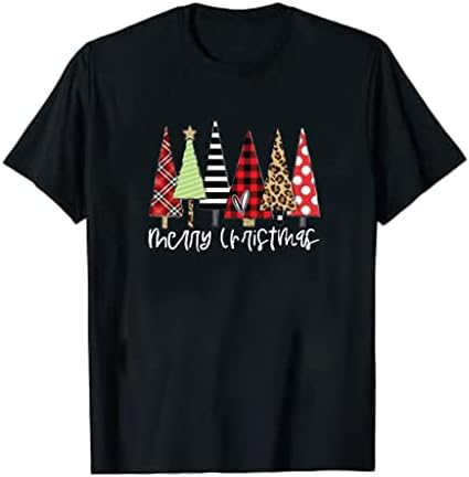 Christmasенски Божиќен принт краток ракав Raglan Raine Bolorblock Tshirt врвот над маиците со големина на жени за жени