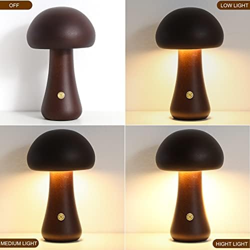 Светилка ЗА Печурки РИУКИУ За Спална Соба, Пренослива Светилка За Кревет Со Затемнување Со USB Полнење, Безжична Дрвена Ноќна
