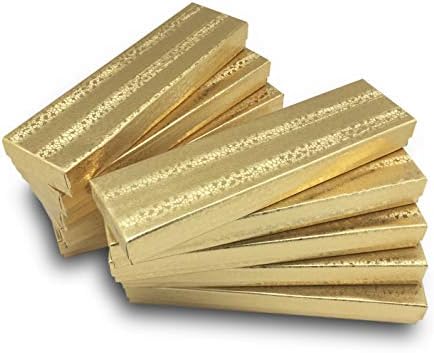 TheDisplayGuys 25-пакет 82 Златен фолија памук исполнет со хартиени накит кутии за подароци за ѓердани, нараквици, часовници