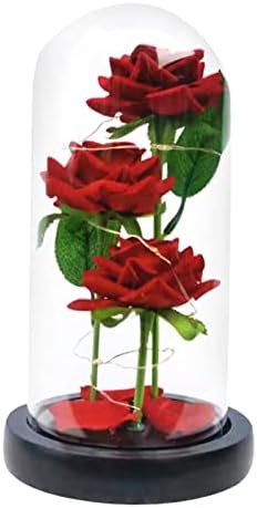 CNQDXG Подарок Денот На Вљубените Предводена Ноќ Светлина 3 Роза Стакло Абажур Орнаменти