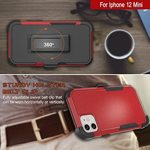 Punkcase for iphone 12 Mini Clip Clip Holder Case [Patron Series] 4-1 солиден и заштитен повеќеслоен телефонски покритие w/интегриран