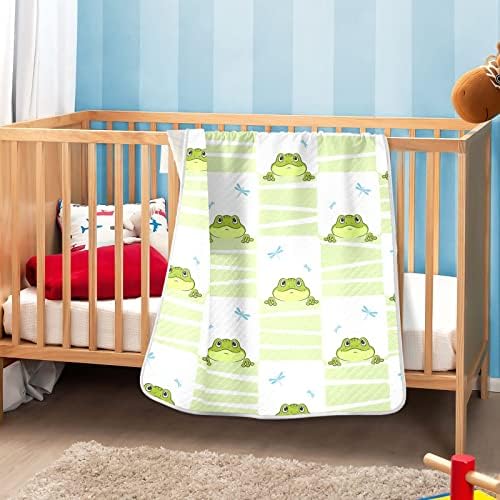 Swaddle Clable Green Forg Pattern Cotton Cotton Conte за доенчиња, примање ќебе, лесен мек залепено ќебе за креветчето, шетач, расадници за ќебиња, 30х40 во бело