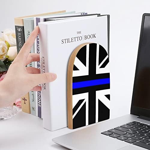 Црно Британско Знаме Дрво Декоративни Книги Не-Пропадна Книга Крај За Полици 1 Пар 7 Х 5 Инчи