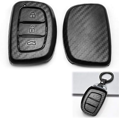 Xotic Tech Matte Matte Black Carbon Fiber Comphate ABS Key Fob Shell Cover Cover, компатибилен со Hyundai Elantra Tucson Ioniq Reina Mistra Accent