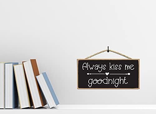 Секогаш бакнувајте ме со добра ноќна wallид - loveубовен декор - loveубовен wallиден декор - wallиден декор за парови - знаци за домашен