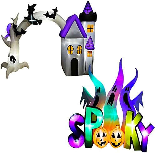 Сезона на 10 метри за надувување на замокот на замокот на надувување на замокот со духови вештерка и лилјак +сезонска публика