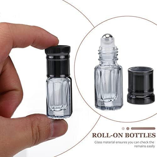 Исценети шишиња со топка од 8pcsroll-on црна празна усна дома, за полнење козметички жени, за есенцијални сјајни метални стакло забава, килибарна