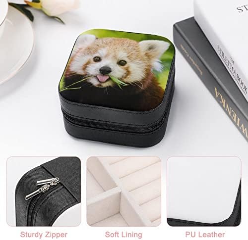 Нахан кутија за накит животински црвен панда преносен патувања за накит кутија за складирање на накит за ѓердани прстени обетки