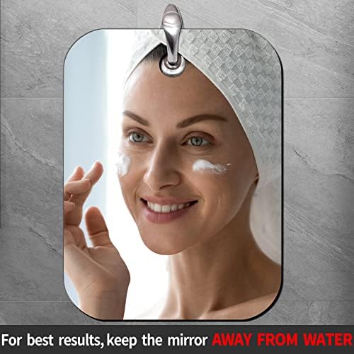 2 пакувања со огледало за туширање без магла за бричење, 6 x4 мало огледало за кампување со wallидови, безмилосни преносни огледала