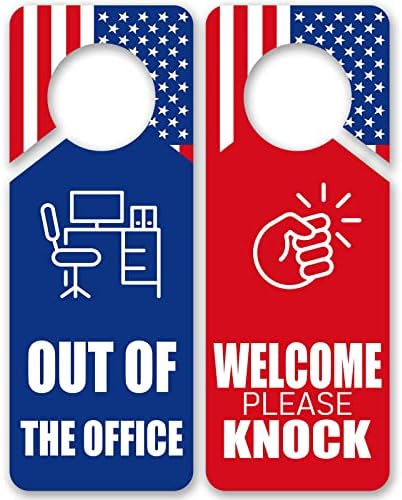 Надвор од канцеларијата, знак за закачалка за добредојде, добредојде Ве молиме тропајте го знакот на вратата Американски дизајн на знамето 3.35