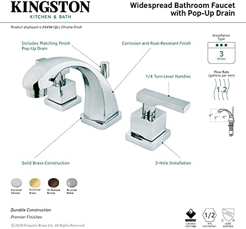 Кингстон месинг KS4948Qll Извршен широко распространета тапа за бања со месинг, четкан никел