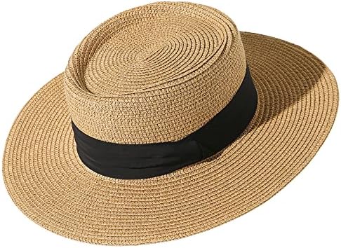 Lanzom upf50+ жени широки гребени слама панама сончева капа од летна плажа сонце капа