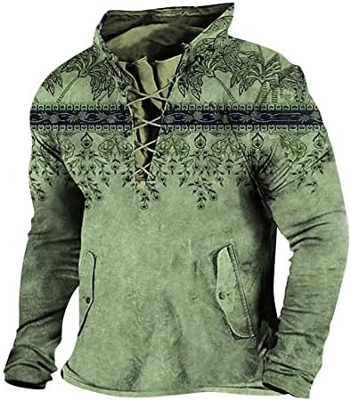 Машки маици западни Ацтеки плус големина врвови на етнички машки графички маици со дуксери со лекови за прицврстување