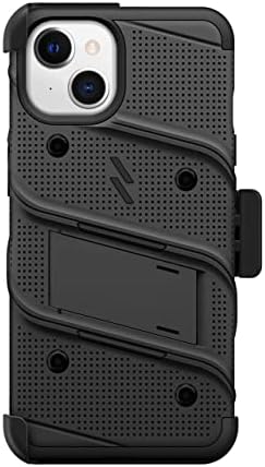 Зизо Болт пакет за iPhone 13 мини куќиште со заштитник на екранот за лангарски футрола - црна боја - црна
