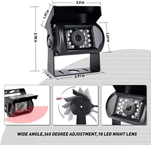Резервна копија на задниот поглед Тешка камера за автобуски камион Ван РВ Водоотпорен 18 LED IR Night Vision Angle со 4 пински конектор