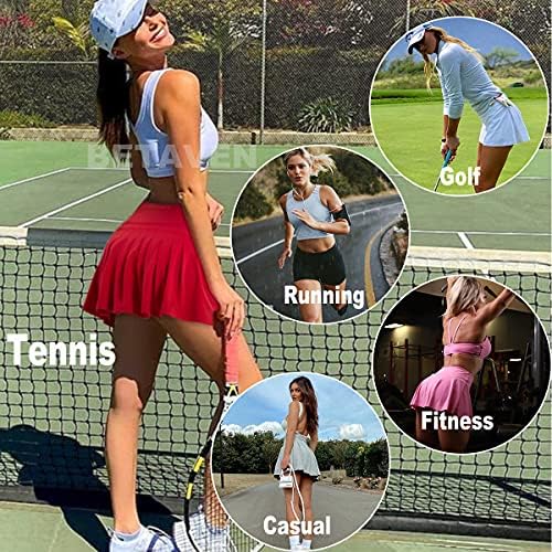 Плетирани тениски здолништа за жени со џебови се градат во шорцеви голф Скорк со високи спортови на спортска атлетска облека
