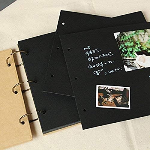 Книга за отпадоци од занаетчии на Walldaddy- | Дрвен албум со фотографии | 40 големина на хартија во црна боја 22 x 16 см Дрвена