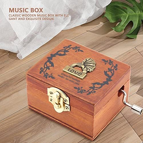HGVVNM мини дрвена рака музичка кутија метал ретро механичко моделирање занаети роденденски подарок дома украси
