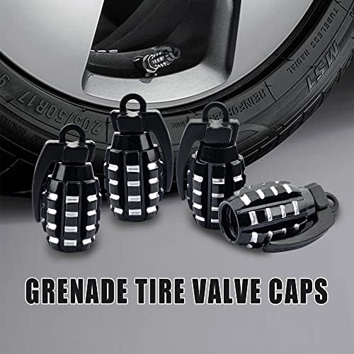 Qilisen Tire Valve Caps Caps Black 4 Pack, метална алуминиумска легура, изолирана и водоотпорна, универзална капа за воздух за