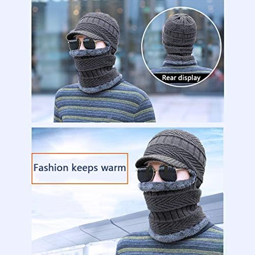 Топол плетен сет, зимска плетена капа на вратот потопла шал и ракавици на екран на допир поставени за мажи жени