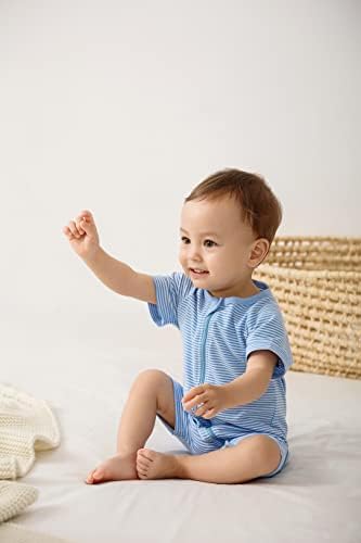 Feidoog 2 парчиња бебе и девојчиња летни кратки ракави со еден парче ромпер симпатична цртана патент со џокери за комбинација облека