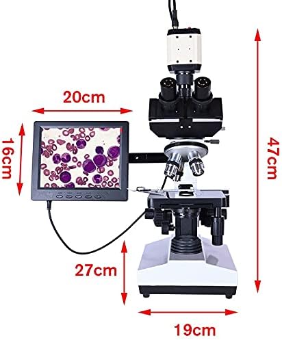 Цздјуф Професионална Лабораторија Биолошки Тринокуларен Микроскоп Зум 2500Х + УСБ Електронска Дигитална ЦЦД Камера + 8-инчен Лцд