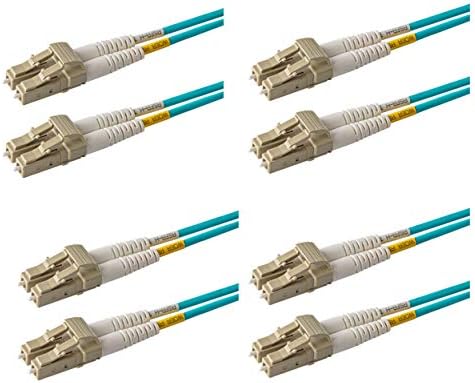 SpeedyFibertx - 4 -пакет 0,20 метар мултимод 10G OM3 50/125 кабел за лепенка, дуплекс LC до LC, тенок Zipcord Fire retardant Plenum