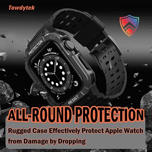 Towdytek компатибилен за Apple Watch Band Ultra 49mm со bumper case, солиден случај со Men Sport Band заштитен покритие воен заштитен браник