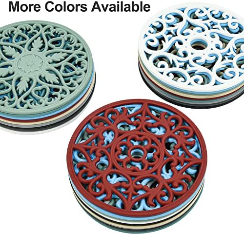 Сини силиконски силикони маглит сет од 6 за топли садови и тави, мулти-употреба комплетно врежани врели влошки и душеци, флексибилна модерна кујна за кујнски мандат