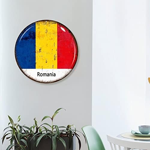 Романија знаме добредојде знак на влезна врата Романија метал знак патриотски декор земја сувенир обичај wallидна уметност фарма куќа венец