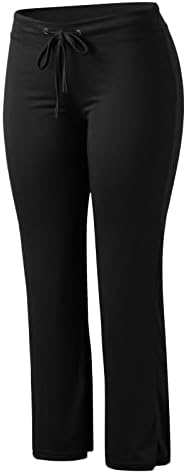 Женски јога панталони права нога удобна плус големина црни хеланки за влечење на салон кои работат со долги активни спортски обични џемпери
