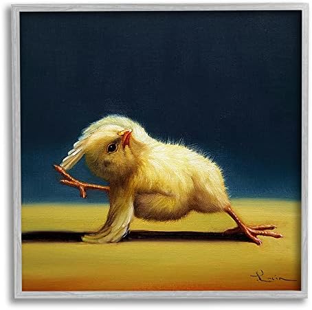 Странични пилиња од пипел Индустри се смешно сликарство за животни, дизајн од Луција Хефернан Греј Рамчена wallидна уметност, 17 х 17, жолта